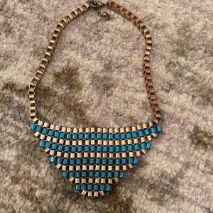 Chic Blue and Gold Statement Necklace